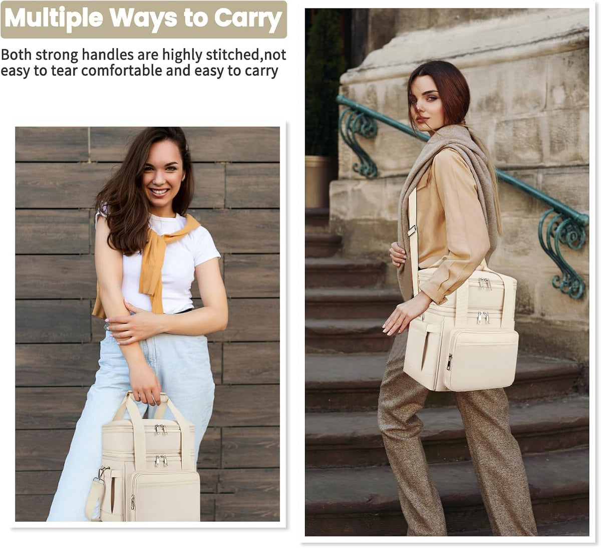 holuxer Lunch Bag for Women - Expandable Double Deck Lunch Box