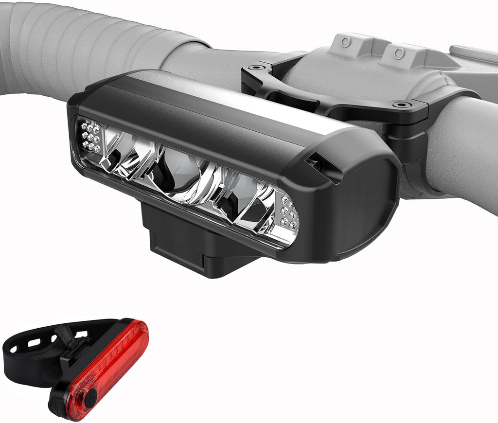 Super Bright Bike Lights for Night Riding, High Lumen Bicycle Light Front and Rear, USB C Rechargeable Bike Headlight and Tail Light Set, LED Bar Light for MTB Mountain Road Bicycle