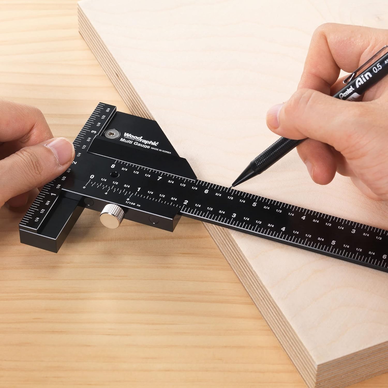 Scriber Gauge 300mm – CNC Metric Measuring Ruler, Marking Gauge, Layout Square, Woodworking Thickness Tool for Joinery, Cabinetry, DIY and Furniture Making (New Version)
