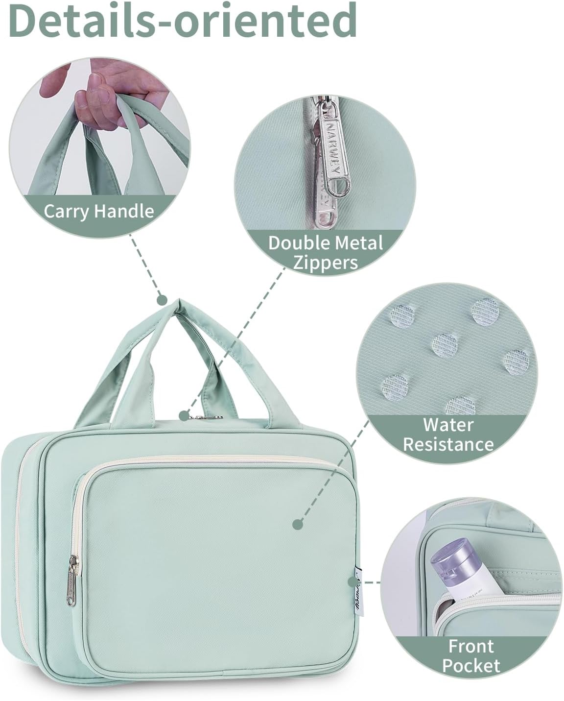Narwey Hanging Toiletry Bag for Women, Travel Makeup Cosmetic Organizer Bag
