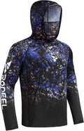 Rodeel UPF 50+ Men’s Long Sleeve Performance Fishing Hiking Shirt with Mask UV Neck Gaiter Hoodie
