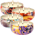 Set of 4 Large 13.5 oz Scented Citronella Candles Outdoor, Natural Soy Wax Floral Tin Candles with Cotton Wicks, Smokeless & Dripless for Patio Garden Camping, Summer Housewarming Gift
