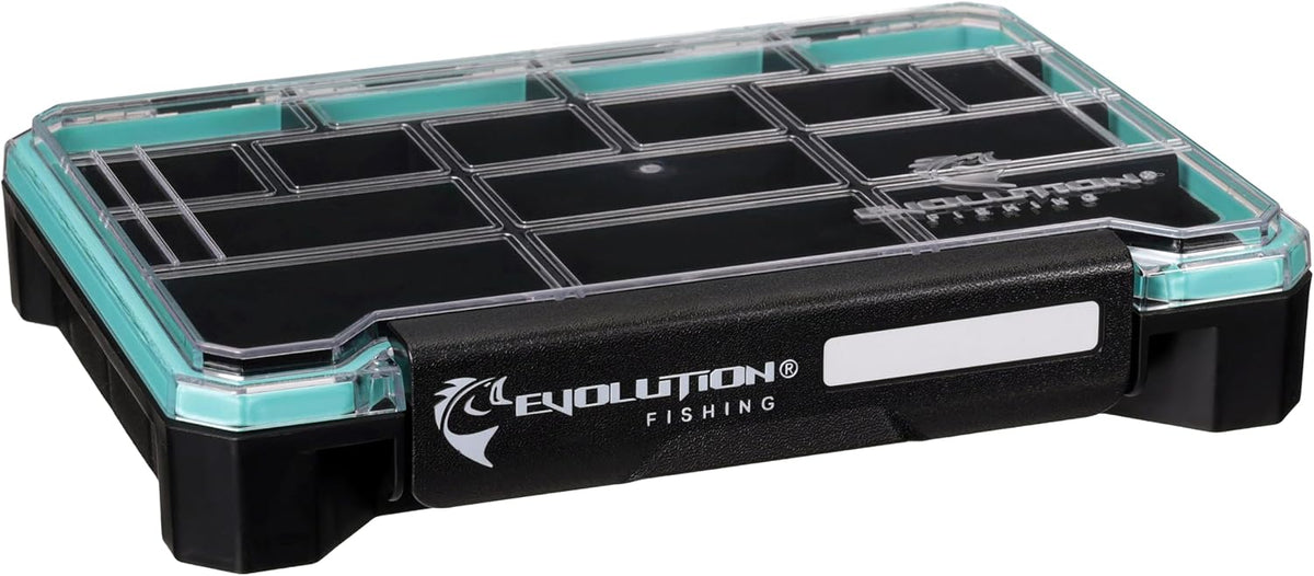 Evolution Fishing BallistiX 3.5 Terminal Tackle Tray – Waterproof Tackle Storage Box with Anti-Migration Design, One-Hand Latch, Polycarbonate Lid, Rust-Resistant Terminal Tackle Organizer