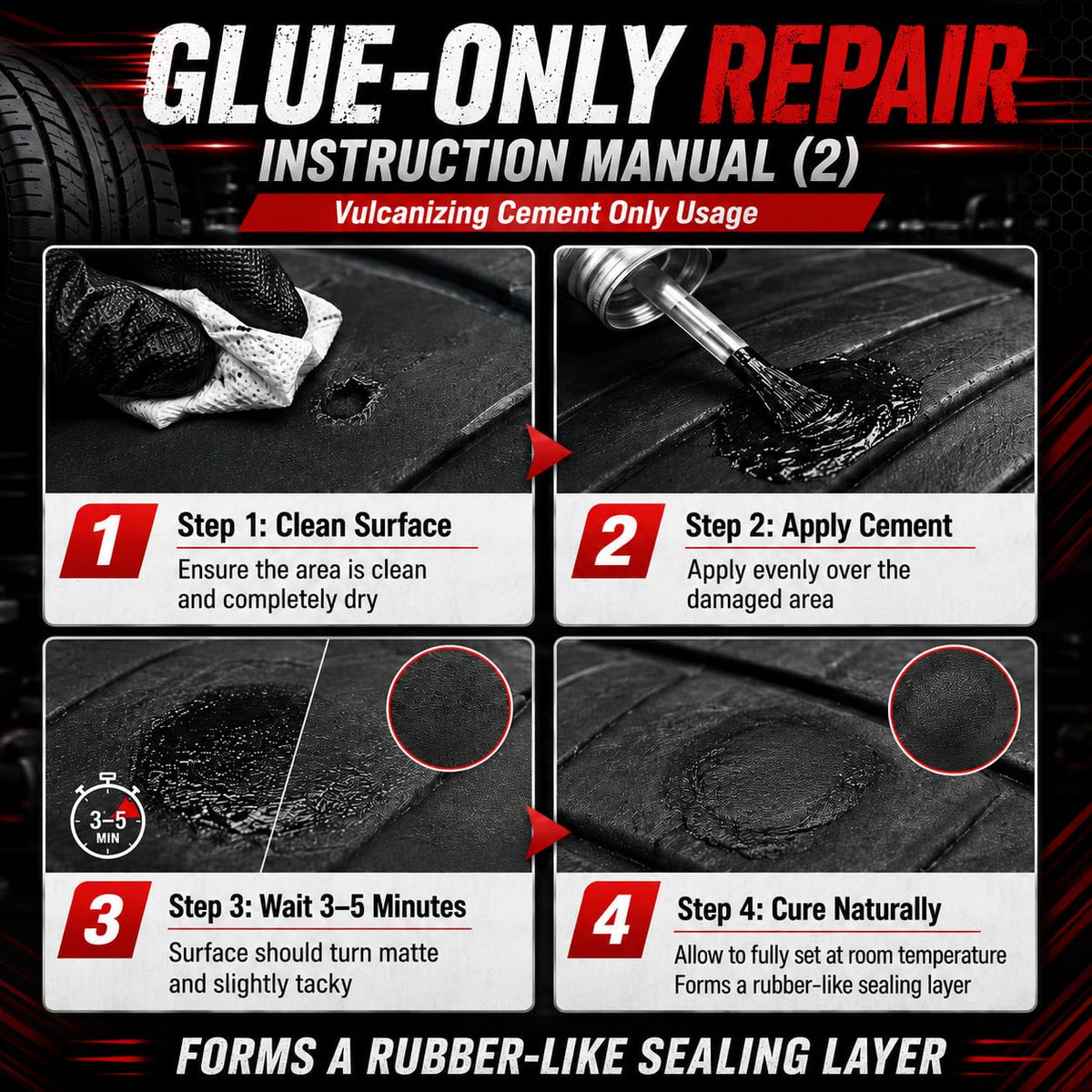 Tire Patch Glue, Clear Vulcanizing Cement, Tire Repair Kit 250ml