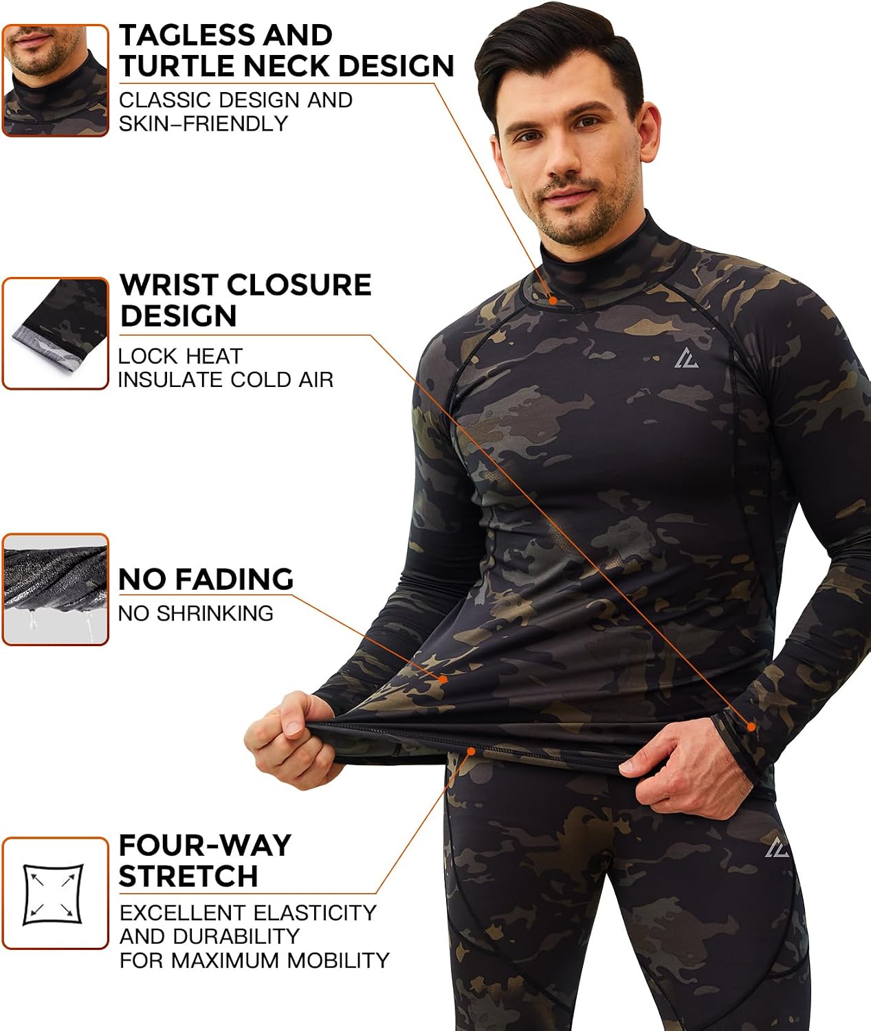 Mens Thermal Underwear Long Johns Set Cold Weather Hunting Base Layer