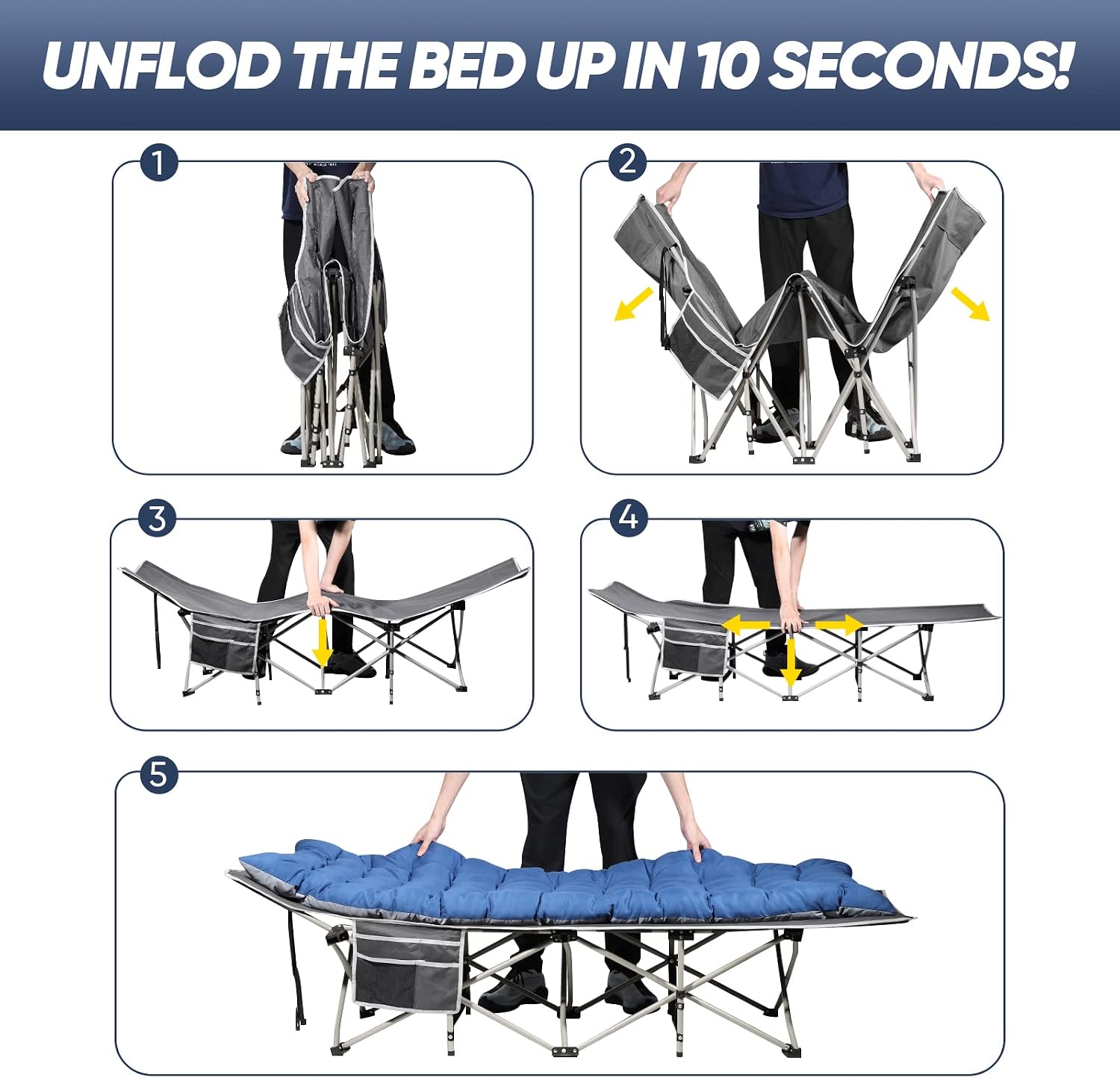 Portable Camping Cot with Mattress, Sleeping Bed,Single Lounge Chaise