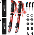 Trekking Poles Collapsible Hiking Poles - Lightweight Aircraft-Grade Aluminum Adjustable Hiking Sticks with Quick Lock System, Ultralight Walking Sticks for Women, Men & Seniors
