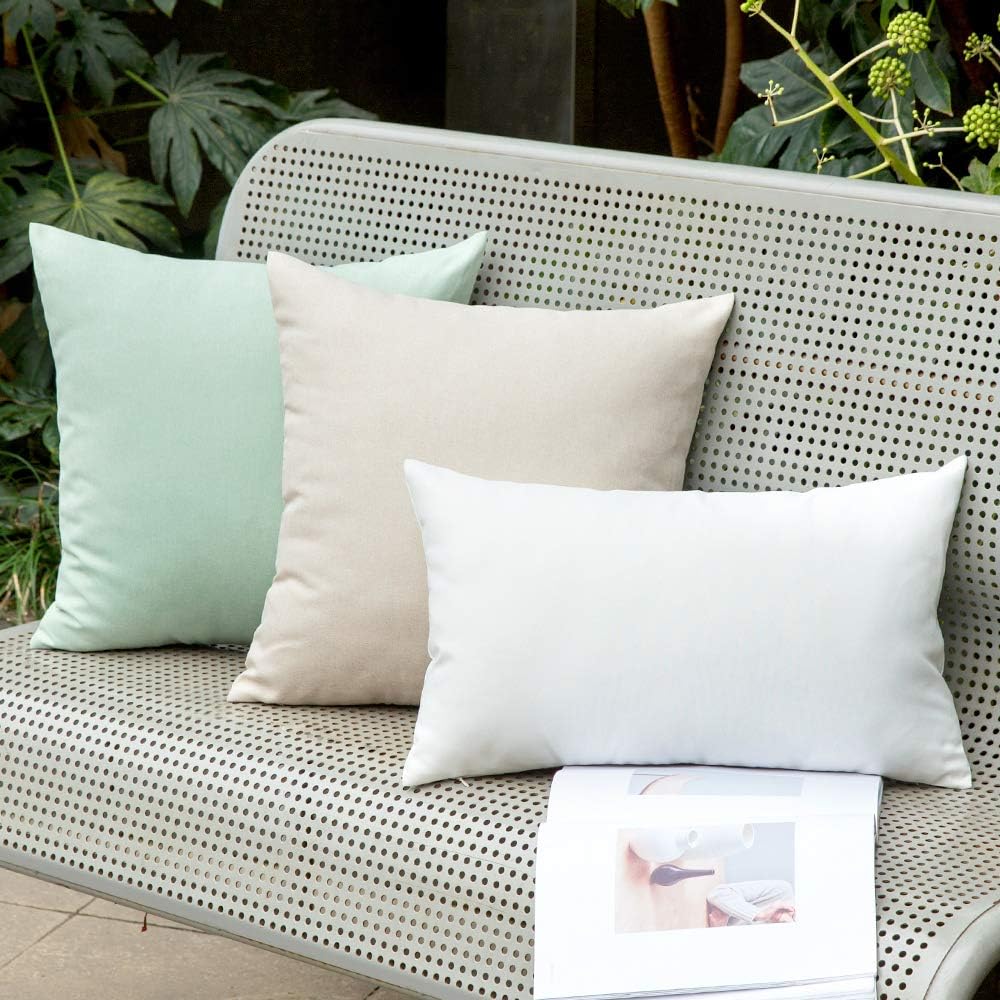 MIULEE Decorative Outdoor Pillow Covers Waterproof 18x18 Beige