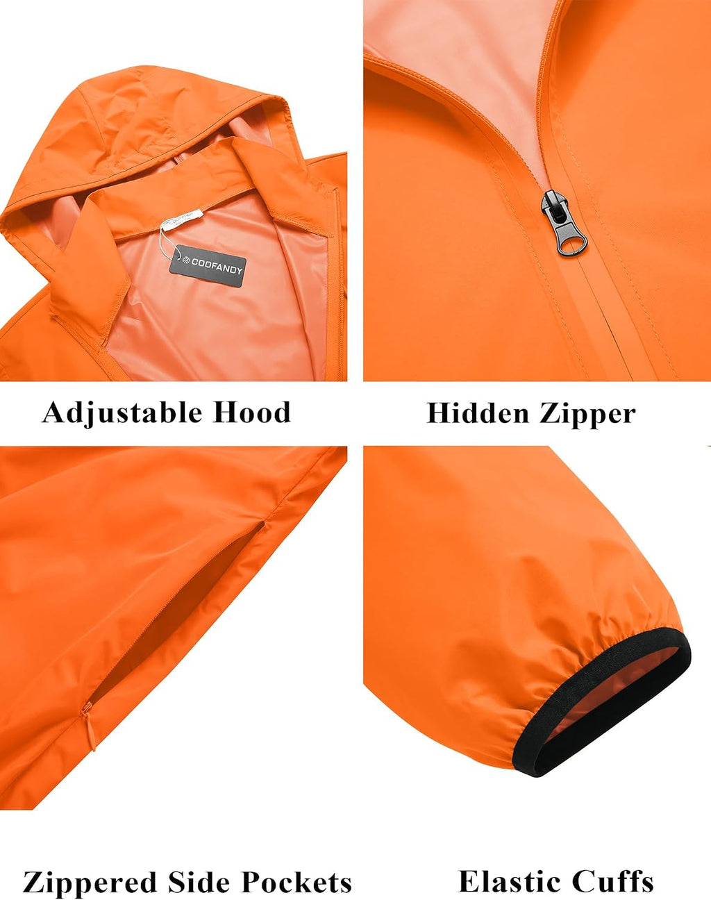 COOFANDY Men's Light Rain Jacket Packable Waterproof Raincoat Windbreaker