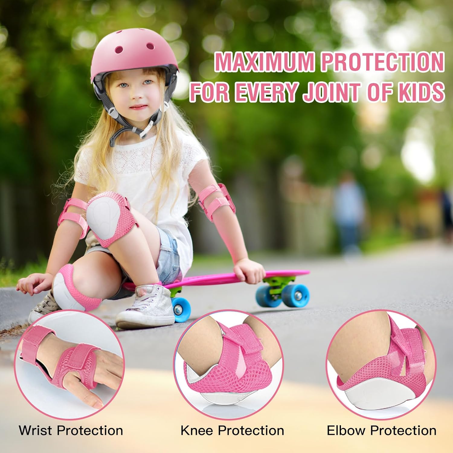 WayEee 6PCS Kids Protective Gear Set Knee Pads Elbow Pads Wrist Guards/3-14