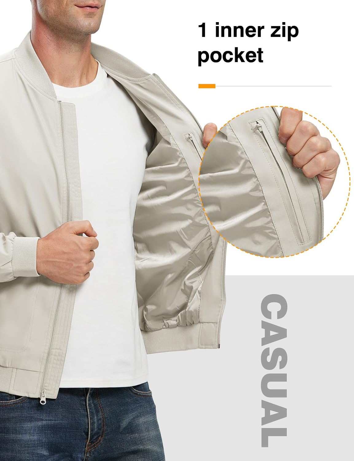 TBMPOY Men's Lightweight Jackets Casual Dress Golf Bomber Windbreaker Fall