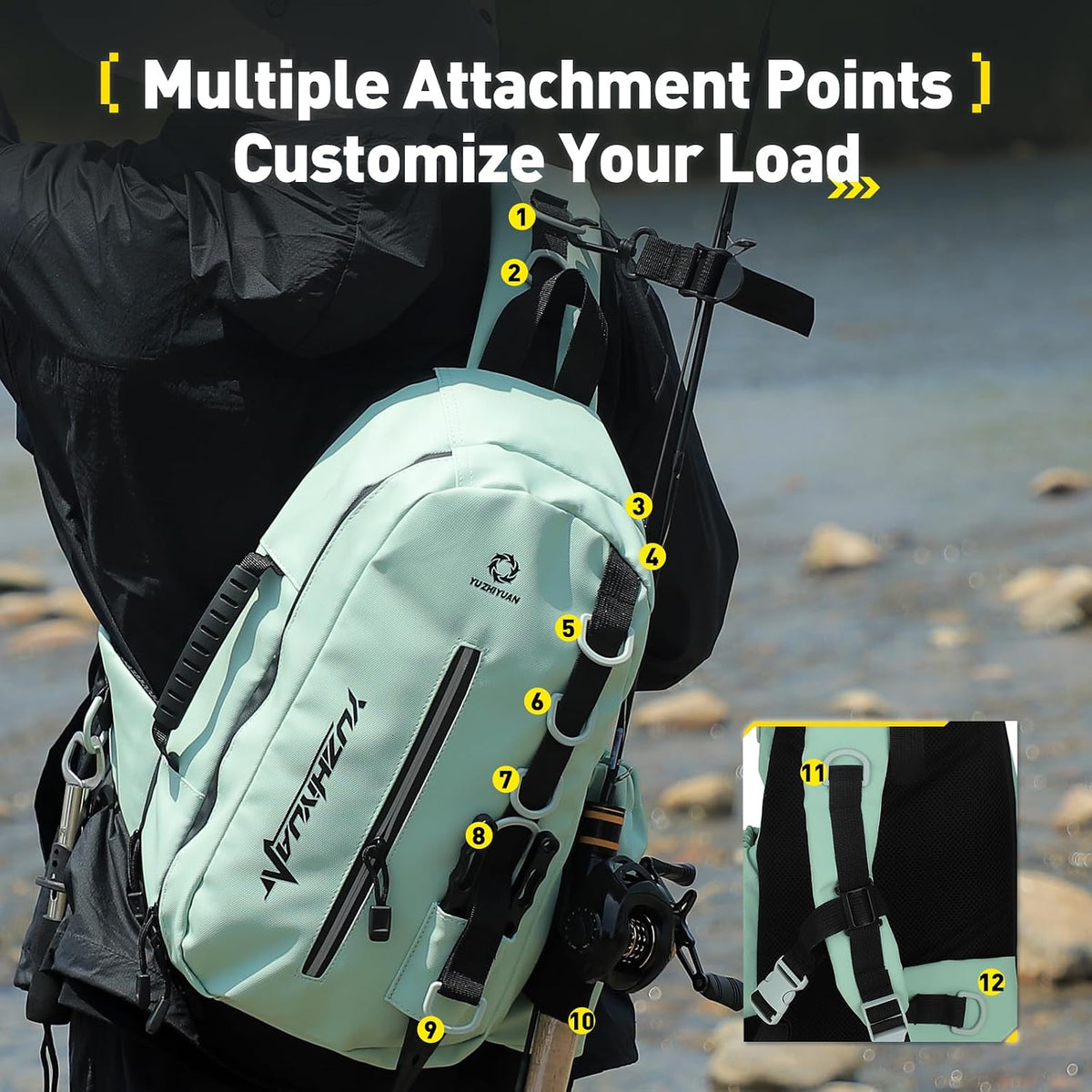 Small Fishing Bag with Rod Strap, Portable & Lightweight, Fish Small Tackle bag – Fits Tackle Boxes & Gear,Move Freely, Cast Smoothly - Fishing Gifts for Men