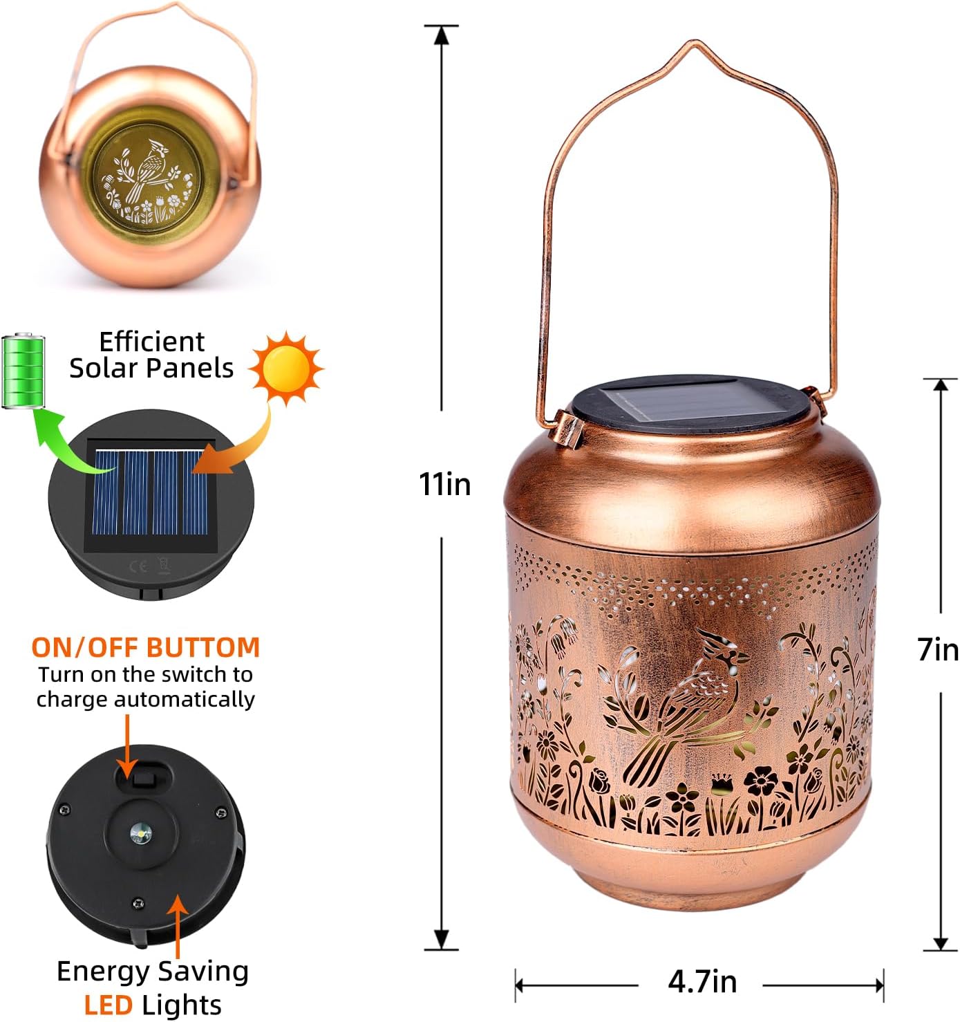 2Pack Cardinal Solar Lanterns Outdoor Hanging Waterproof Garden Decor Metal Solar Lantern Outside Decoration for Yard,Porch,Patio,Backyard, Pathway,Lawn,Birthday Gifts for Women Mom Grandma