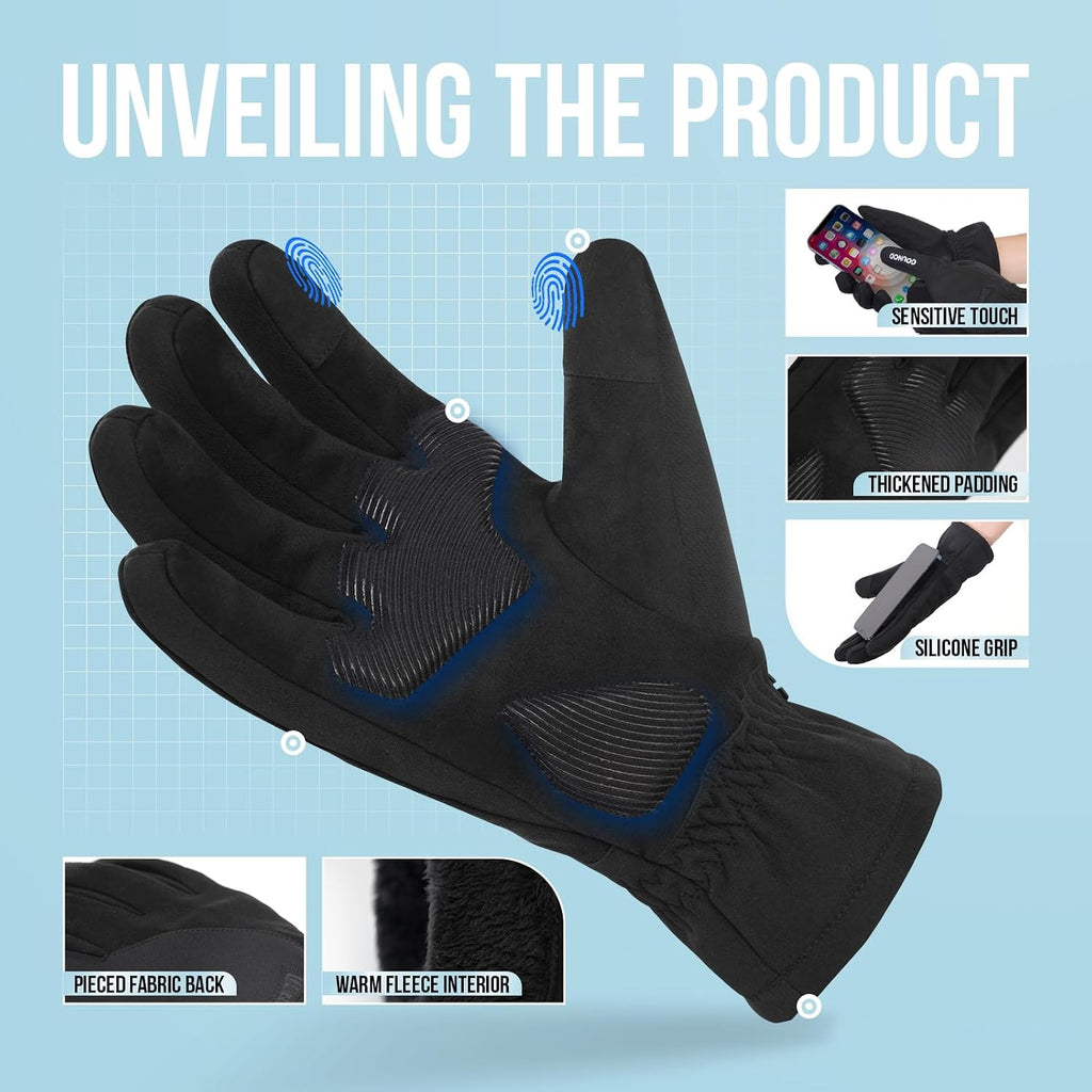 GOUNOD Winter Gloves for Women Men, Thermal Insulated Waterproof Windproof Cold Weather Gloves, Touch Screen Compatible, Non-Slip Grip for Running, Driving, Cycling, Hiking
