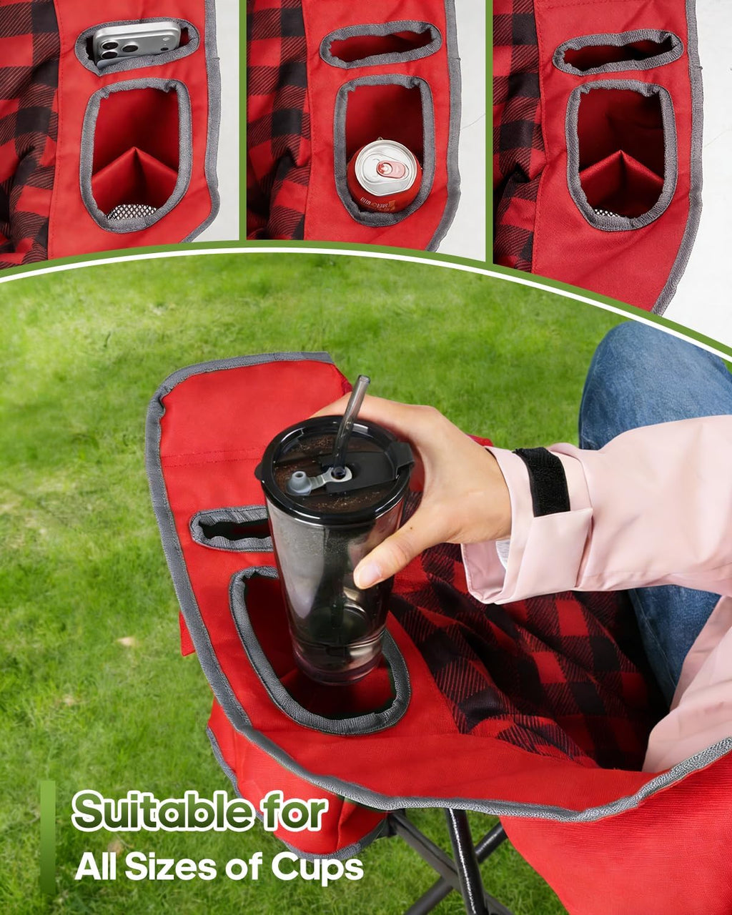 Heated Padded Double Camping Chair with 2 in 1 Carry Bag, 900LBS