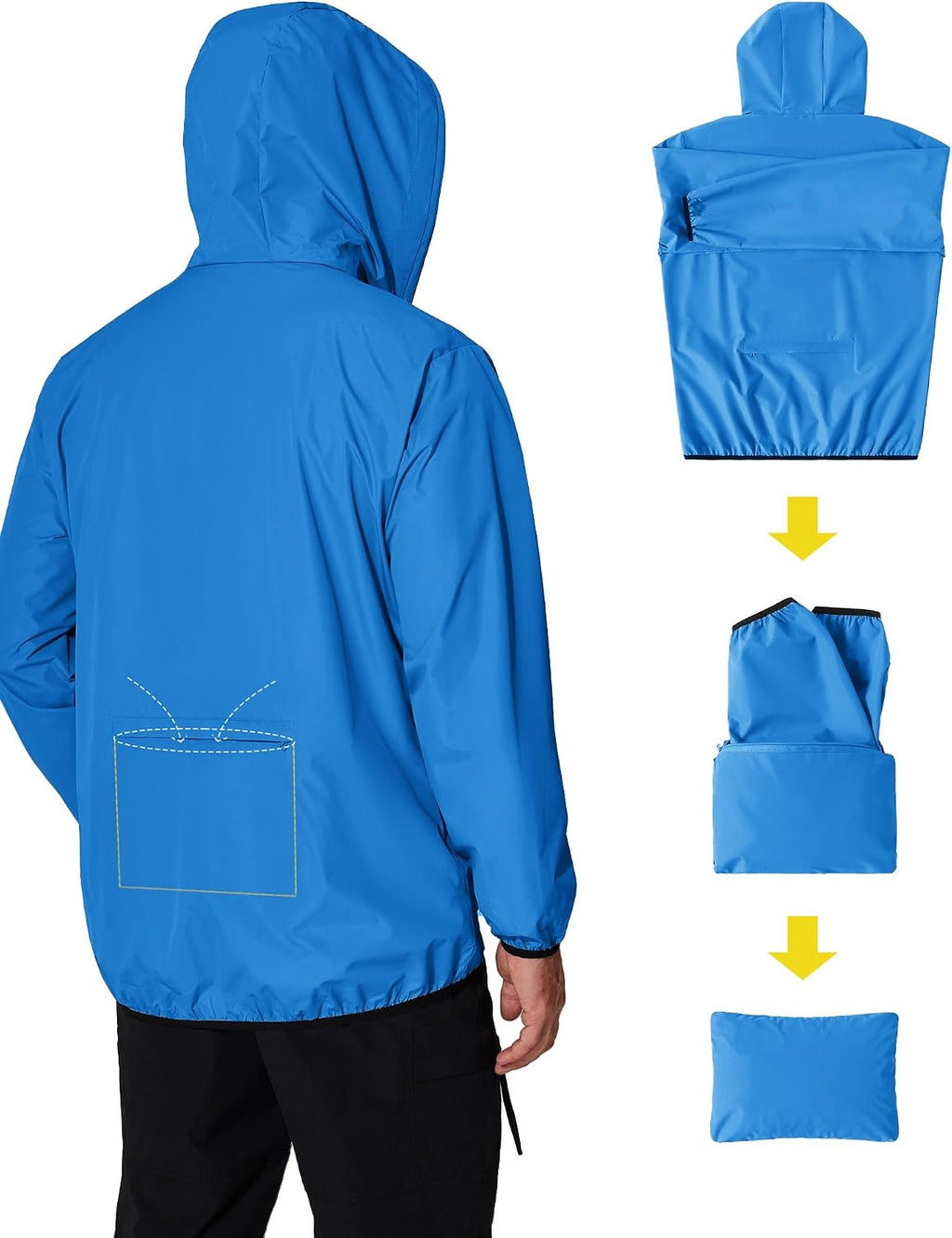 COOFANDY Men's Light Rain Jacket Packable Waterproof Raincoat Windbreaker