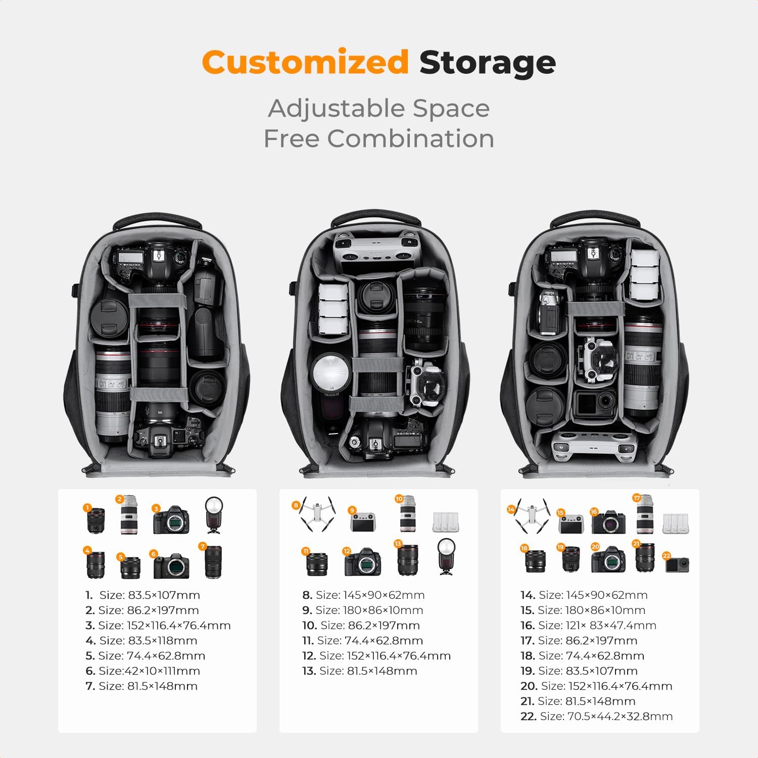 K&F CONCEPT Camera Backpack,Hardshell Photography DSLR Camera Bag