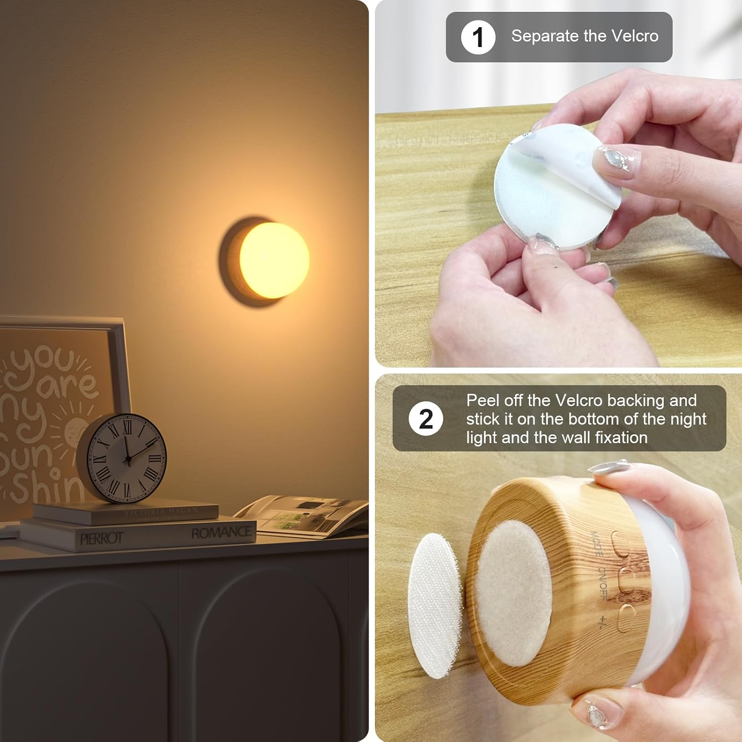 Kintion Portable Night Light, Rechargeable Dimmable 8 Color Lighting (2pcs)