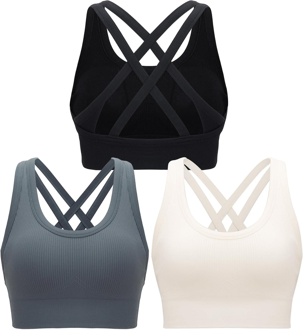 RUNNING GIRL Sports Bra for Women High Support, Criss-Cross Back Padded Strappy Sports Bras Yoga Bra with Removable Cups