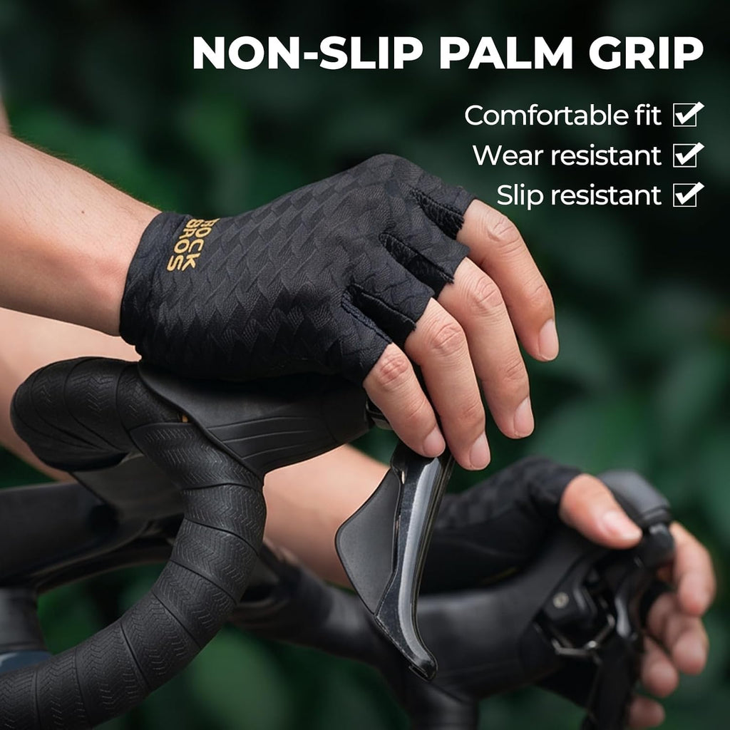 ROCKBROS Cycling Gloves for Men Breathable Lightweight Fingerless Gloves