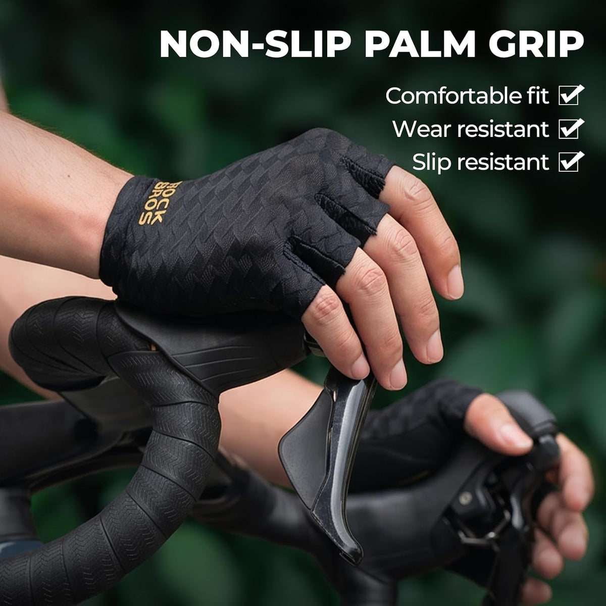 ROCKBROS Cycling Gloves for Men Breathable Lightweight Fingerless Gloves