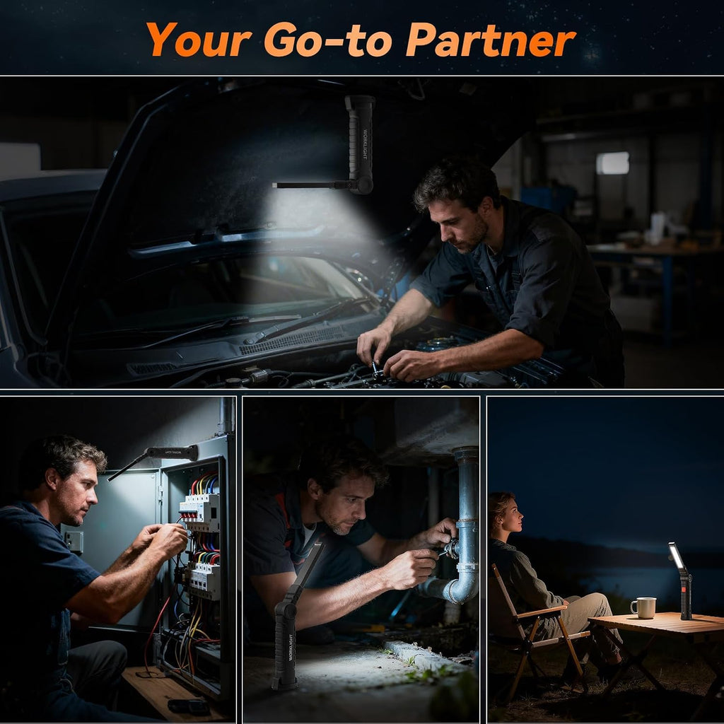 6Pack Magnetic Rechargeable LED Work Light/Flashlight for Mechanics