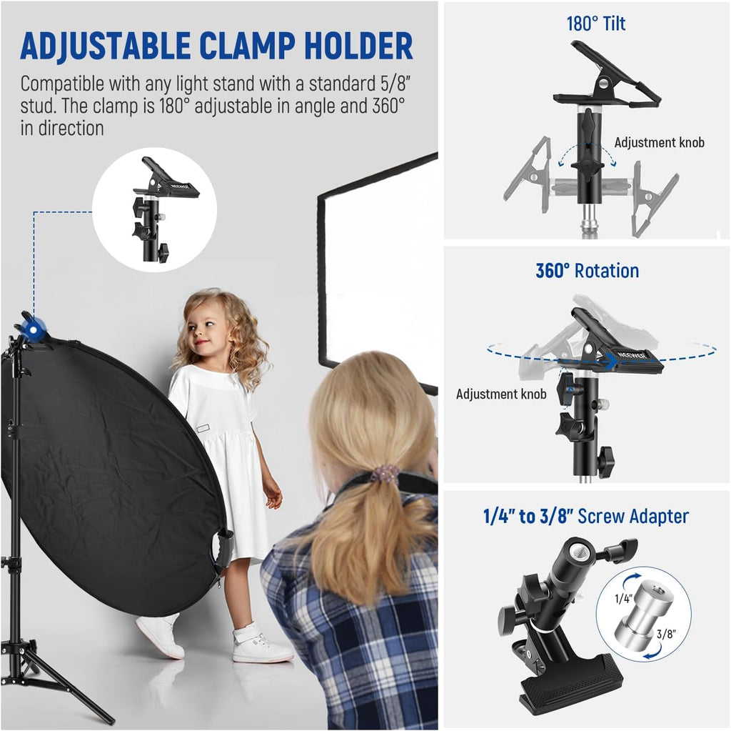 NEEWER 32"/80cm 5 in 1 Light Reflector with Clamp & Hand Grips, RF-80II