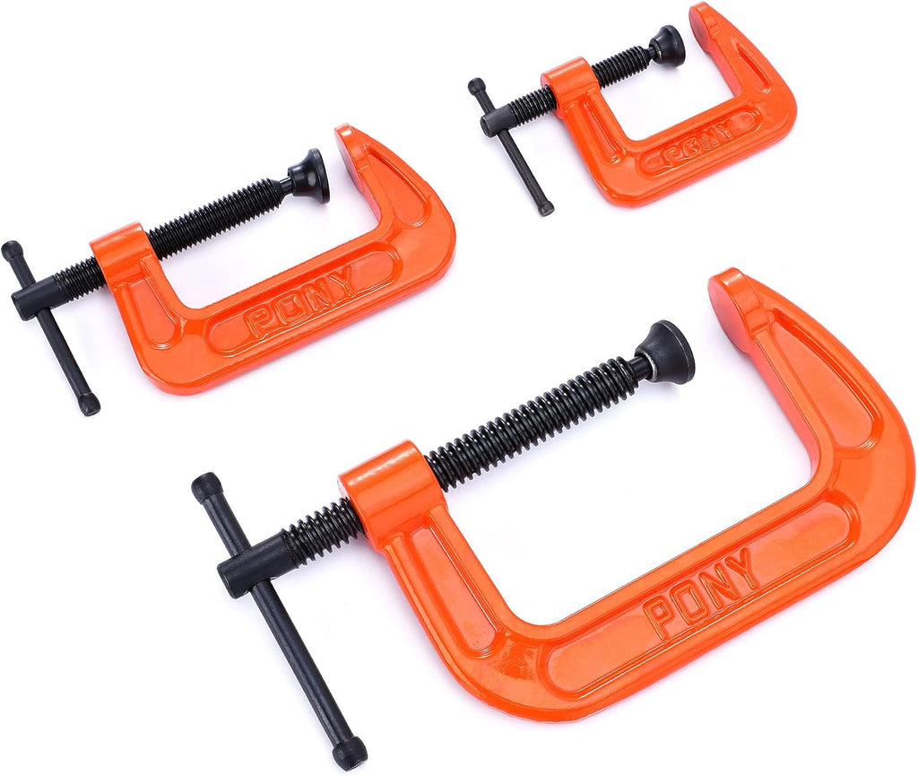 PONY Malleable Iron C-Clamp Set, 3-Piece, (1", 2", 3")