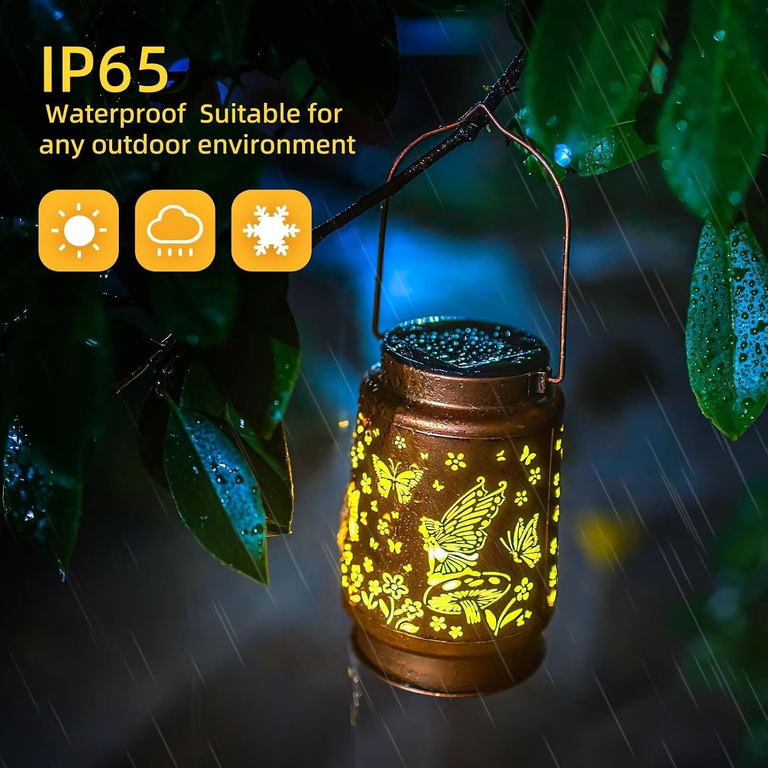 Fairy Solar Lanterns Outdoor Waterproof,Hanging Solar Lights Gifts for Women Mom Grandma Metal Decorative LED Lantern Outside for Yard,Patio,Lawn,Porch,Backyard,Garden Decor