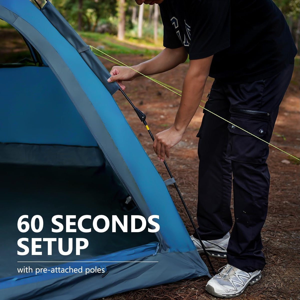 MOON LENCE Pop Up Camping Tent, 3-4 Person Automatic Instant Tent Portable Windproof for Backyard, Car Camping, Family Trips
