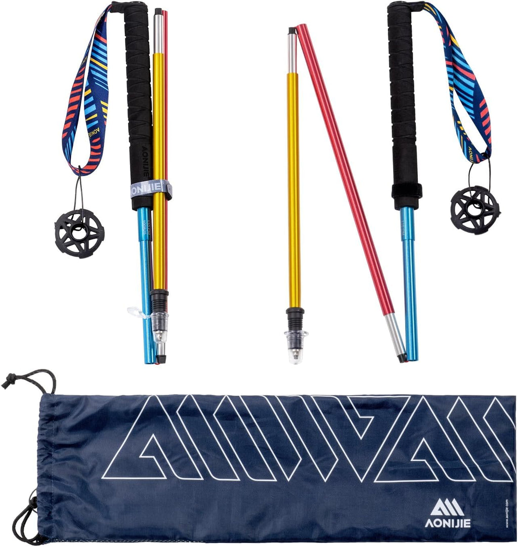 AONIJIE Collapsible Trekking Poles 2-Pack Walking Hiking Sticks for Running