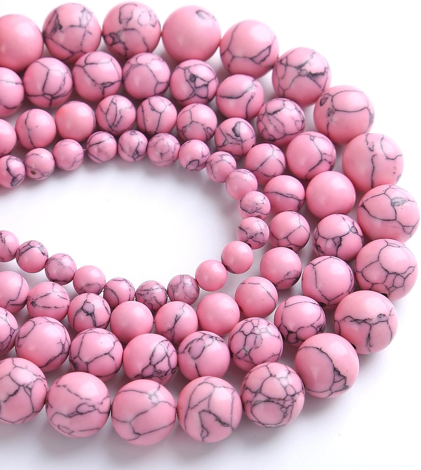 120PCS 6MM Pink Turquoise Spacer 2 Strands Loose Beads for Jewelry Making DIY Bracelet Necklace