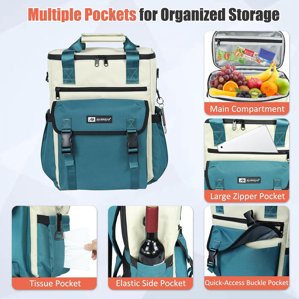 AYAMAYA Backpack Cooler for Women, Stylish 35 Cans Leakproof Camping Cooler