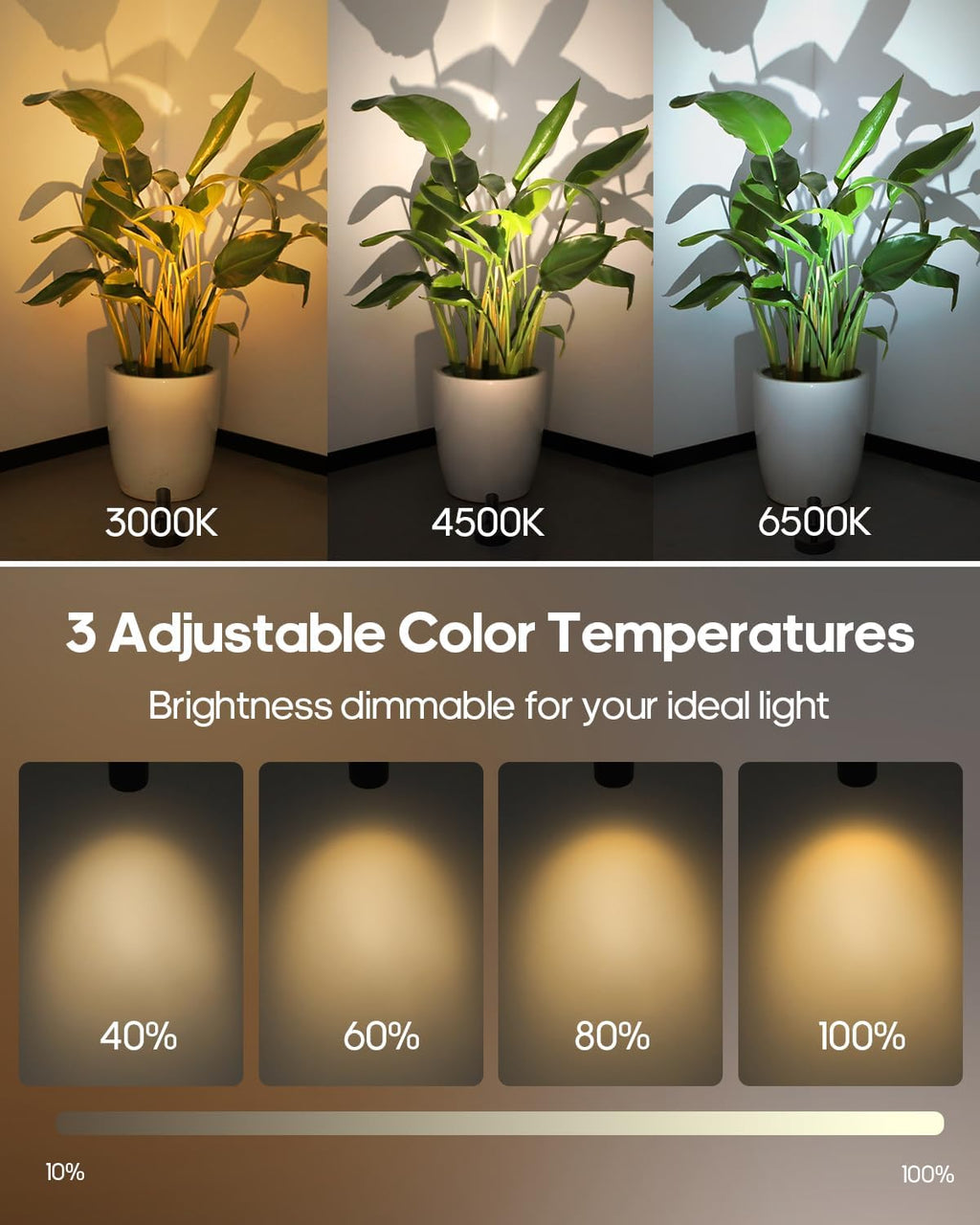Spotlights Indoor with Remote, 3000Mah Rechargeable Wireless Plant Light