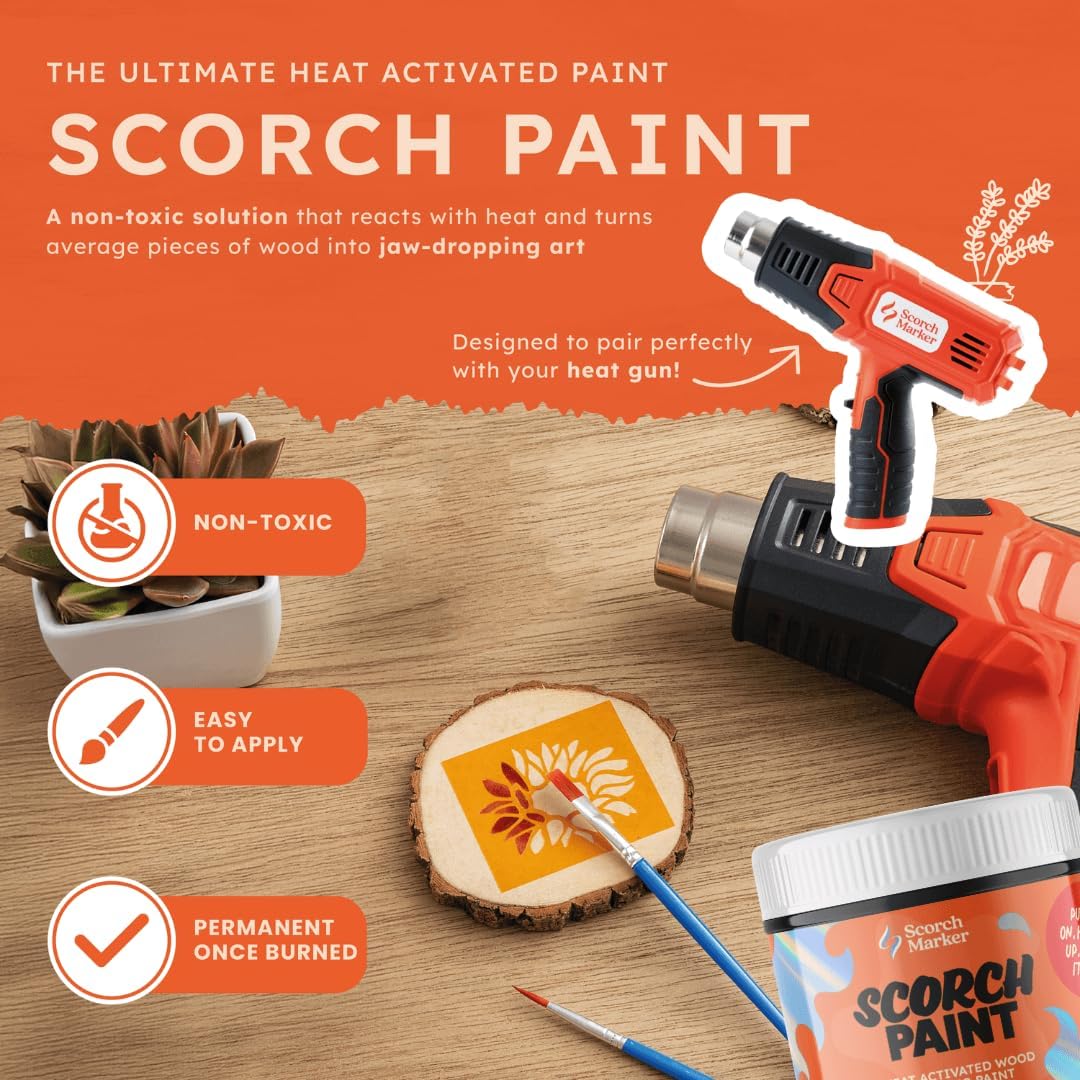 Scorch Marker Scorch Paint, Heat Activated Wood Burning Paint, 2 fl oz