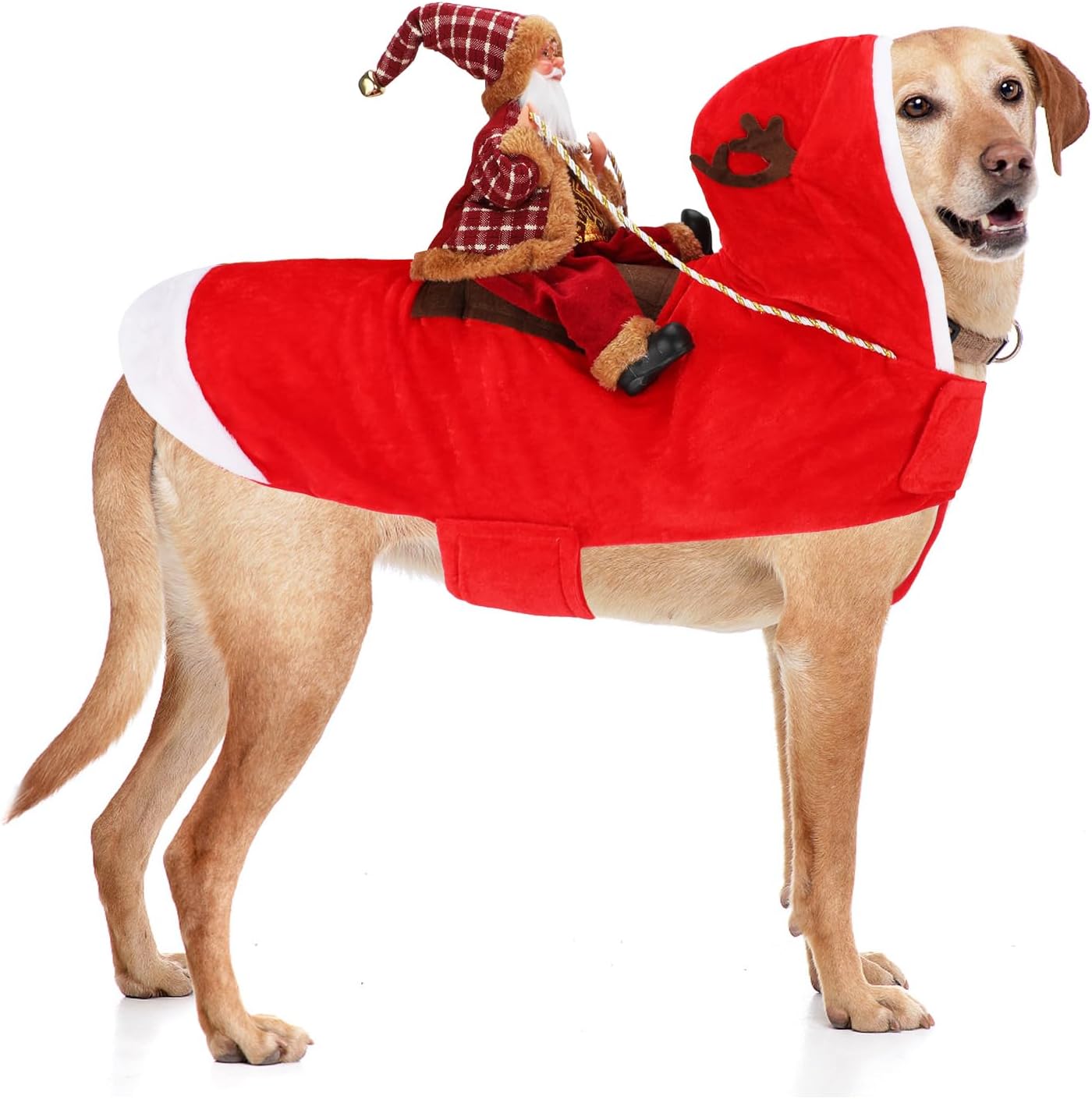BWOGUE Santa Dog Costume Christmas Costume for Dogs, Adjustable Size, Breathable Material, Great Gift for Small Medium Large Dogs, Running Santa Claus Pet Apparel