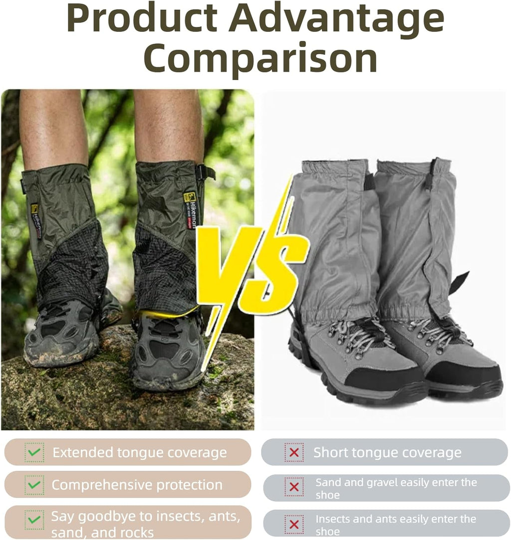 Gaiters for Hiking:Adjustable Leg Gaiter Waterproof Anti-Tear Ankle Gaiters Outdoor Hiking Walking Climbing Hunting Snow for Men Women