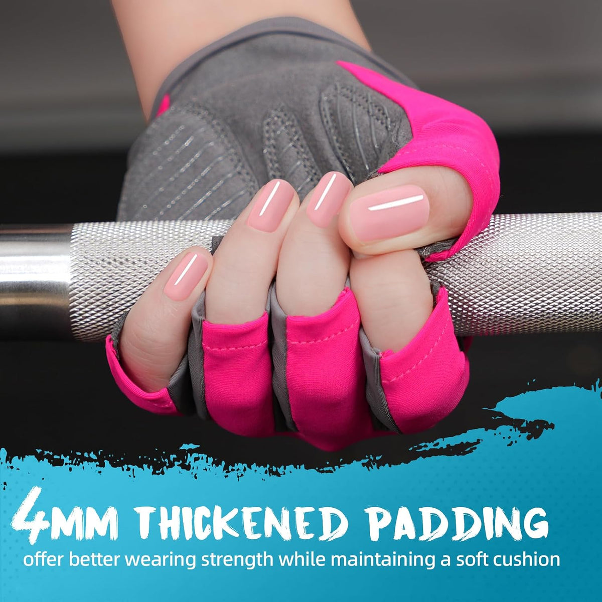 Breathable Workout Gloves for Women, Thick Padded Weight Lifting Gloves, Full Palm Protection & Extra Grip for Women Gym, Rowing, Fitness Training and Hanging (Small)