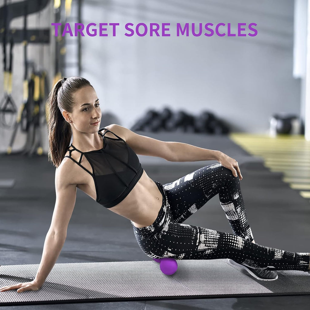 5BILLION FITNESS Peanut Massage Ball,Double Lacrosse Ball and Mobility Massage Ball for Physical Therapy - Deep Tissue Massage Tool for Myofascial Release, Muscle Relaxer, Acupoint Massage (Purple)