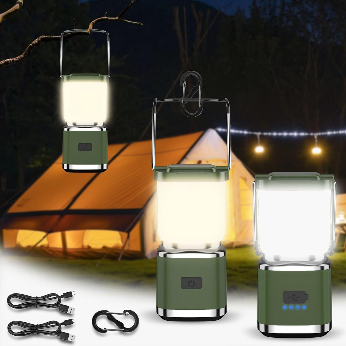 LED Ultra Bright Camping Lantern, Camping Light with 4 inch, 2 Pack