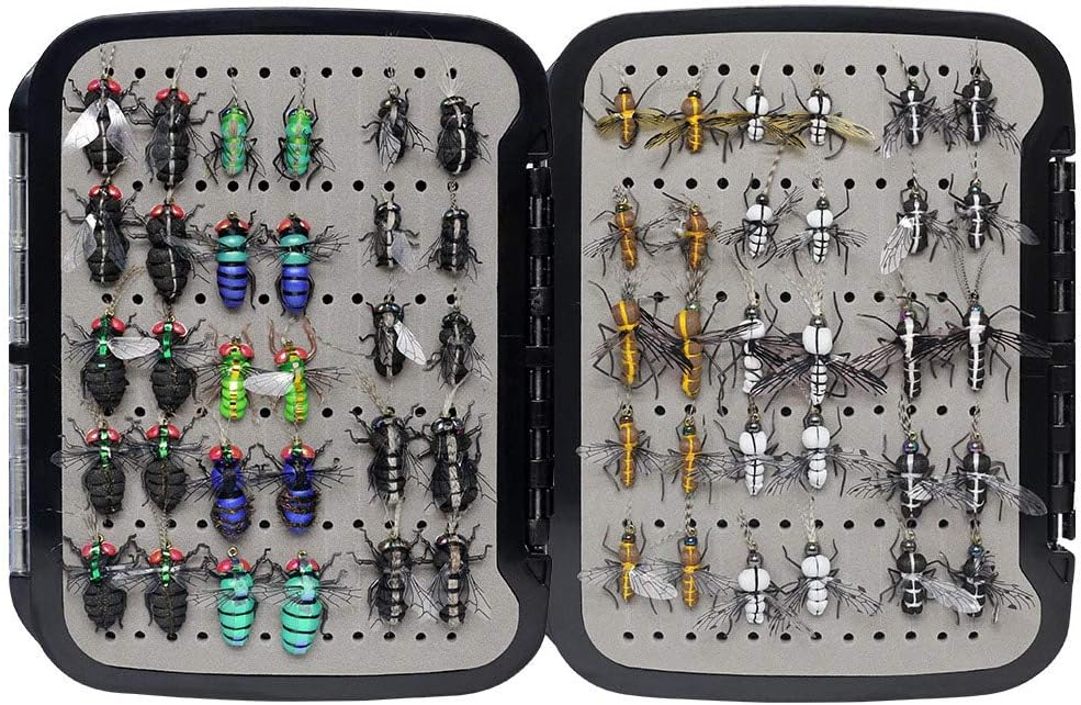 Fly Fishing Flies Collection 69/38 Realistic Flies Dry Wet Nymph Streamers Fly Assortment with Fly Box Flyfishing Lures Kits for Trout Bass Pike Salmon Flys (Ultimate Realistic FlySelection 60 Pcs)……