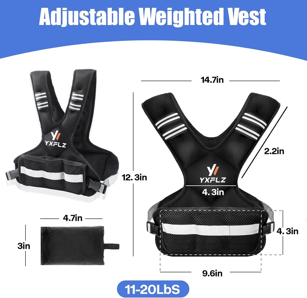 Weighted Vest Women Men - Adjustable Weighted Vest Woman with 6 Ironsand Weights, 4-10lb/11-20lb/21-32lb Vest for Walking, Running, Fitness, Strength Training, Workouts