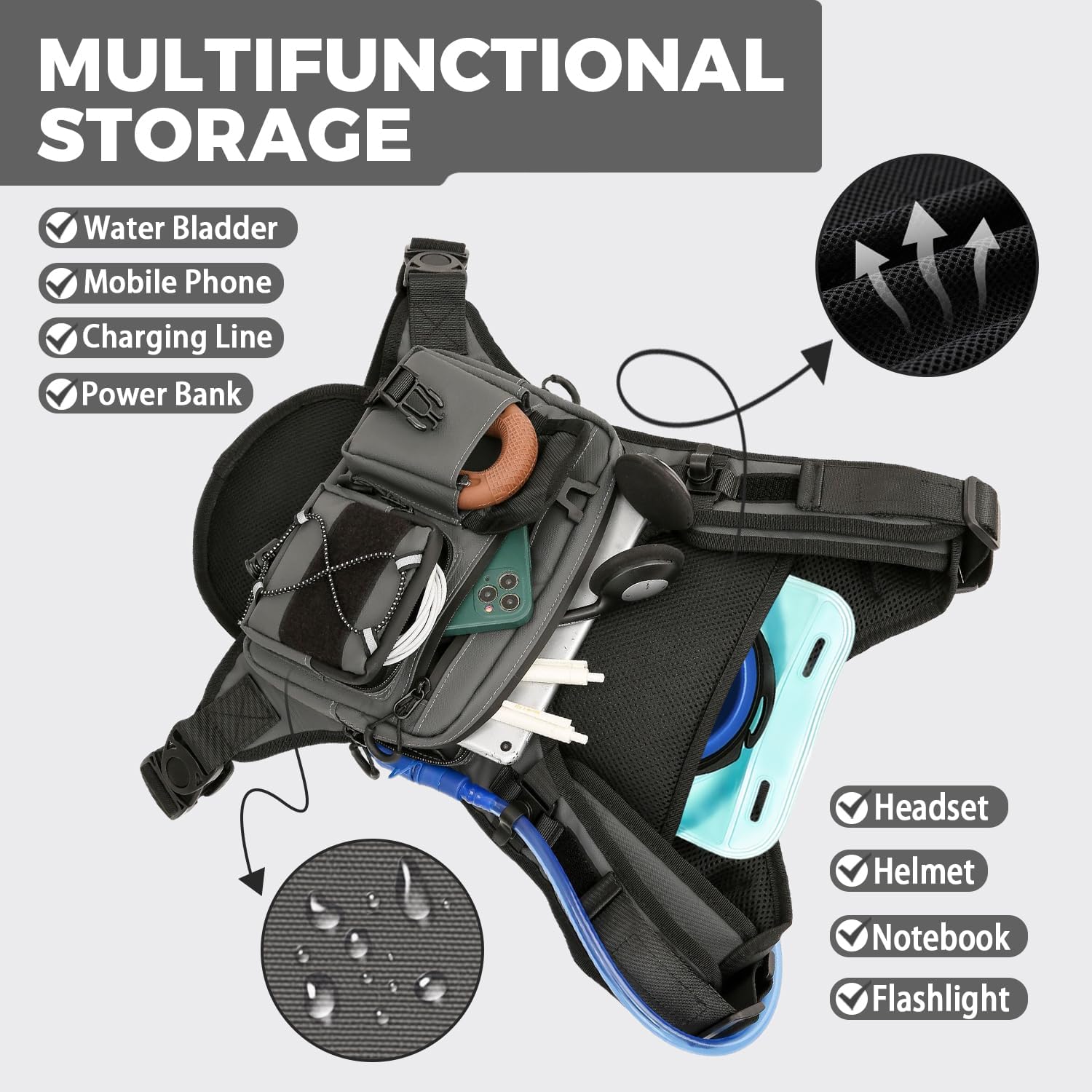 Criuage USA Patent Running Hydration Vest Backpack, Lightweight Chest Pack with 2.0L Water Bladder Bag Daypack for Hiking Running Cycling Race Marathon for Women Men