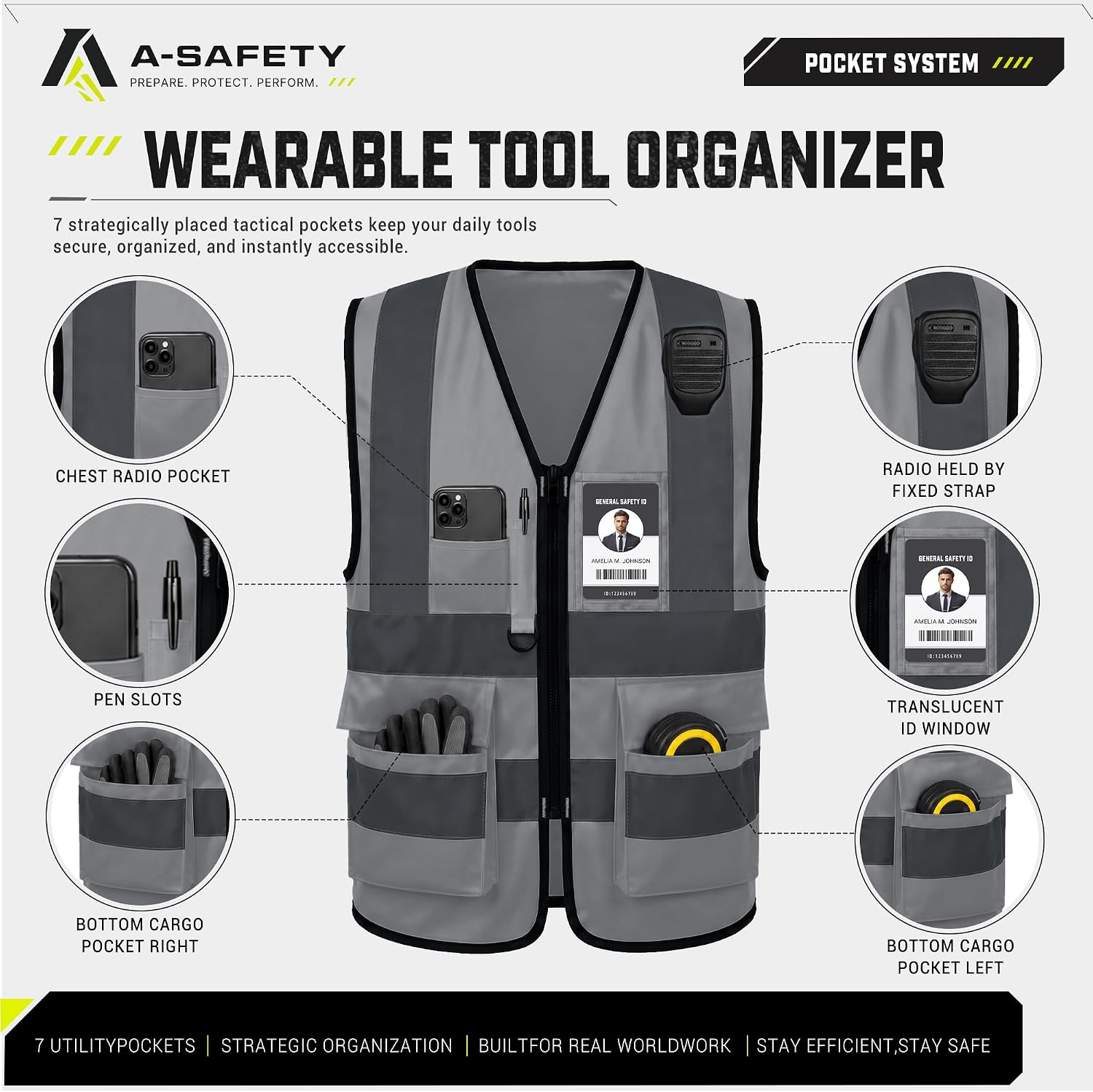 A-SAFETY High Visibility Reflective Safety Vest Customize Logo (XS-8XL)