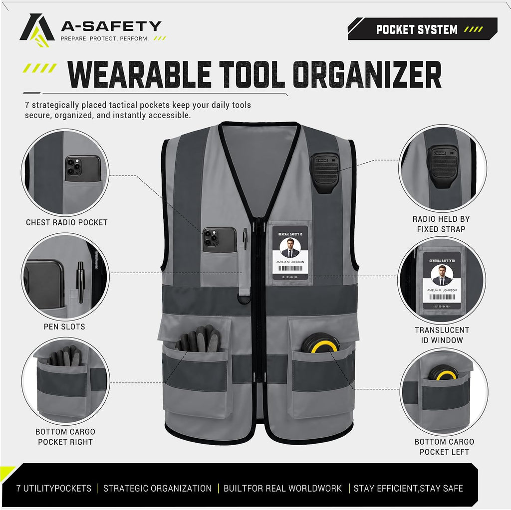 A-SAFETY High Visibility Reflective Safety Vest Customize Logo (XS-8XL)