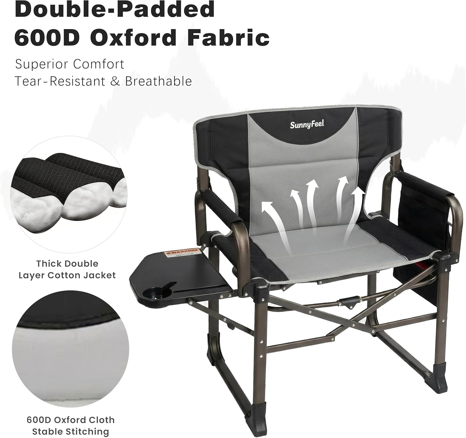 SUNNYFEEL Oversized Camping Directors Chair for Adults with Side Table