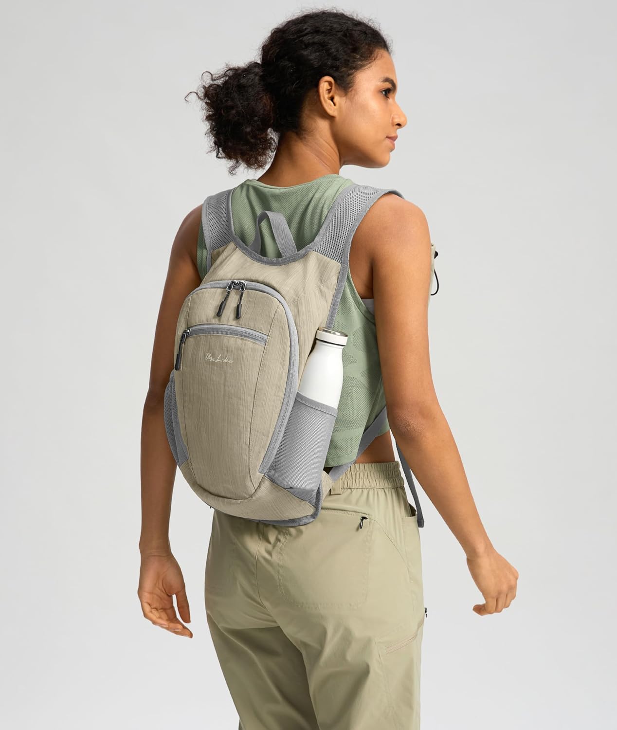 Uselike 10L Small Hiking Backpack Travel Daypack Lightweight Packable Back Pack for Women Men(Beige)