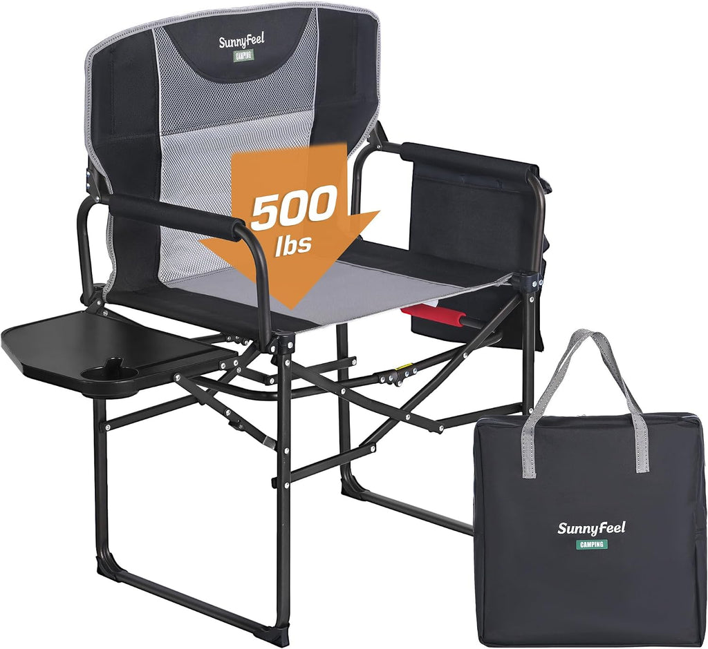 SUNNYFEEL Oversized Directors Camping Chair for Adults with Side Table