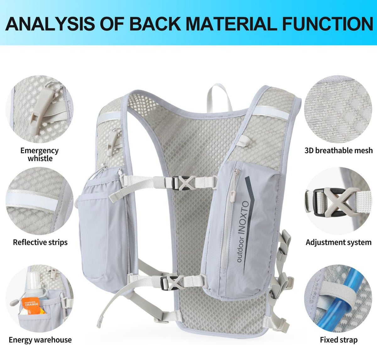 INOXTO Running Hydration Vest Backpack,Lightweight Insulated Pack with 1.5L Water Bladder Bag Daypack for Trail Hiking Running Cycling Race Marathon for Women Men