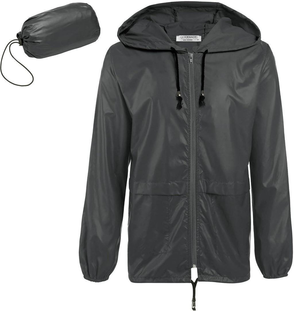 COOFANDY Mens Packable Rain Jacket Lightweight Waterproof Raincoat with Hood Outdoor Rain Gear Travel Hiking Cycling